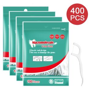 400pcs Dental Floss Picks Disposable Flosser Toothpick with Threads Clean Between Brush for Tooth 240309