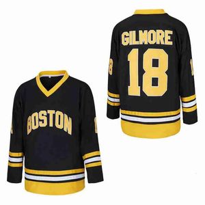 BG Ice Hockey Jersey Boston 18 Happy Gilmore 재봉 자수 야외 운동복 유니폼 고품질 블랙 스타일 240305