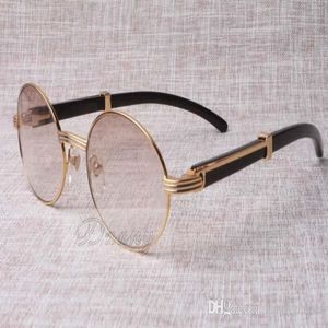 Neue runde Sonnenbrille Brille 7550178 natürliche schwarze Winkel Männer und Frauen Sonnenbrille Brille Größe 55-22-135mm Brillen235R