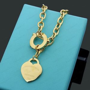 Luxo clássico conjunto de coração ouro designer feminino colar pulseira 925 link meninas dia dos namorados amor presente jóias wholes211w