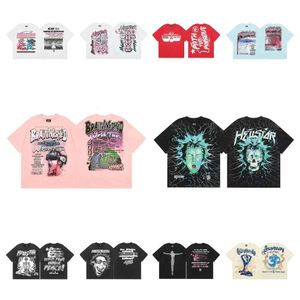 Hellstar Designer T Shirts Graphic Tee Clothing All-Match Clothes Hipster Washed Fabric Street Graffiti Bokstäver Folie Print Vintage Coloeful Löst passande LH