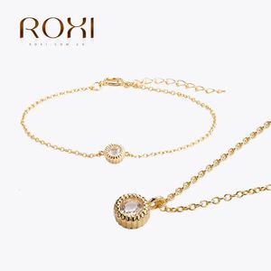 ROXI Donna 925 Gioielli Rotondi Cubic Zirconia Argento sterling CZ Collane con ciondolo Bracciali per le donne Set regalo di nozze pregiato 240305