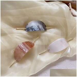 Hairpins Retro Color Geometric Marble Textured Hairpin Elegant Creative Simple Acetate Hair Pins Styling Tools Accessories Drop Deli Dhahg