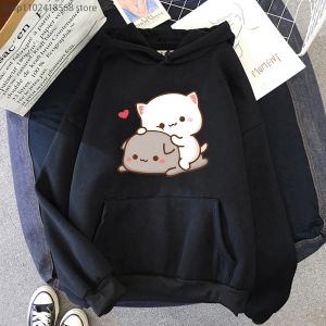 Swefshirts Mochi Peach and Goma Cute Cat Hoodie Kawaii Cartoon Sweatshirt for Girls Fashion Pullovers Women/Men Harajuku Roaled