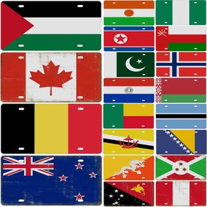 Metallmålning Vintage Plack Canada German England National Flags registreringsskylt Metal Tin Signs Garage Bar Pub Clubs Home Wall Decor 6x12 Inch T240309