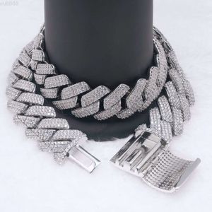 Hip Hop Jewelry 20mm 25mm Cuban Link Chain Silver 925 Moissanite Necklace Tennis Chain for Men