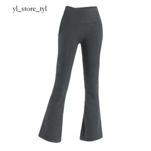 High Quality LL Align Women Yoga Pants Solid Color Nude Sports Shaping Waist Tight Flared Fitness Loose Jogging Sportswear LU Womens Nine Point Flared Pant 9646