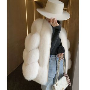 2023 Haining New Autumn And Winter Full Skin Fox Fur Grass Mid Length Women's Fashion Coat Slimming 118284