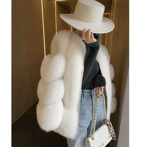 2023 Haining New Autumn and Winter Full Skin Fox Fur Grass Mid Length Women's Fashion Coat Slimming 118284