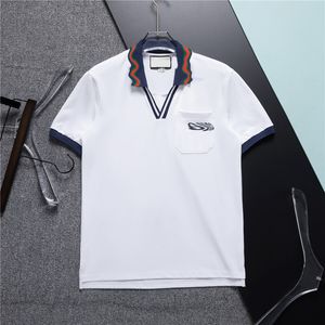 Herren-Poloshirt, Designer-Poloshirt, luxuriöses Herren-Poloshirt mit kurzen Ärmeln und Revers, lässiges T-Shirt, modisch, hochwertig, reine Baumwolle, atmungsaktiv, sportliche Stickerei, asiatische Größe M-3XL, GC08