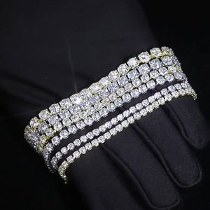 14K Gold Plated Hip-hop Tide Men's Women Tennis Bracelet Zircon-microencased 3mm 4mm 5mm Bracelets 7ich 8inch Length Whos199w