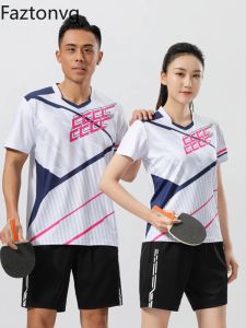 Polos conjunto de roupas de tênis de mesa casal impressão esportes masculinos secagem rápida respirável competição uniformes da equipe feminino roupas badminton