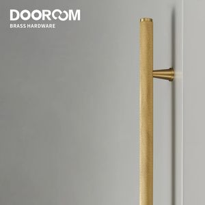 Dooroom Brass Long Furniture Handles Knurled Wardrobe Dresser Cupboard Cabinet Drawer Refrigerator Door Pulls Knobs 240301