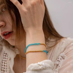 Necklace Earrings Set Fashion Double Layer Lake Blue Female Gold-plated Women's Bracelet City Ol Style For Girl