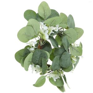 Dekorativa blommor eukalyptus krans jul konstgjorda blad kransar ringar små klamrar silkesduk falsk