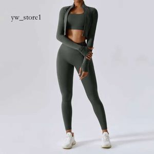 Lu Lu Yoga Tracksuit Gym Fitness Sports Set for Women Lu Lememm Wokrout Women Clothes Pants Long Sleeve Crop Top Cross Back Sports Bra 3 Piece 4284