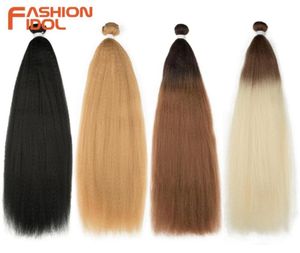 Human Ponytails FASHION IDOL Afro Kinky Straight Hair Bundles Coarse Yaki Ponytail Extensions Ombre Blonde 32 Inch Weave6752492