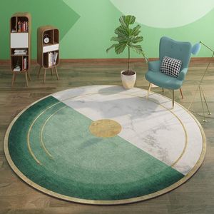 Luksusowy zielony okrągły dywan na salon huśtawka strefa krzesła dywanowy nie poślizgowy mata podłogowa poliestru aksamitne polarowe dywany 290V