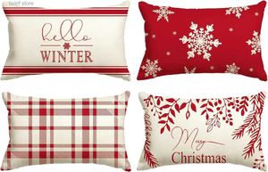 Pillow Case Color life Christmas snowflake red cover winter holiday cushion cover decorative sofa 30X50cm T240309