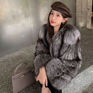 Full Skin Silver Fox Fur Grass For Young Women, Small Stature Korean Edition, Slim And Wild High Waist Short Coat 3684