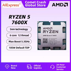 AMD RYZEN 5 7600X Brand New CPU Gaming Processor AMD R5 7600X 6-Core 12-Thread 5nm 38M Socket AM5 Without Fan PC Gamer Cache