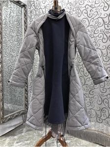 Vestidos casuais um pedaço vestido 2024 outono inverno de alta qualidade mulheres algodão quente acolchoado cordão cintura manga longa cinza azul