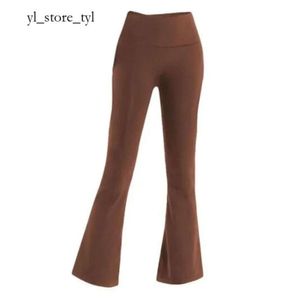 High Quality LL Align Women Yoga Pants Solid Color Nude Sports Shaping Waist Tight Flared Fitness Loose Jogging Sportswear LU Womens Nine Point Flared Pant 6015