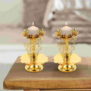 Candle Holders Candlestick Style Figurine Lamp Base Alloy Holder Butter Tea Light Decorative For Home