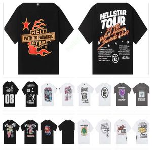 Hellstar Camiseta Rappe Mens Mulheres Camiseta Rapper Lavado Cinza Preto Pesado Artesanato Unissex Manga Curta Top High Street Moda Retro Hell Womens T-shirt Designers Tees