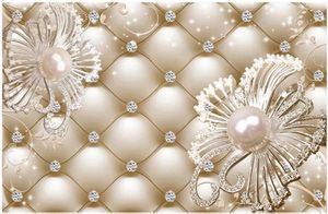 PO Living Style Wallpaper 3D Soft Bag Diamond Jewelry Flower Wallpapers Luxury Bakgrund Wall6575720