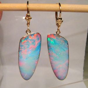 Womens Gold Plated Triangle Opal Earrings Silver Metal Pin Fashion Wedding Engagement Drop 240305
