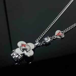 Luxury Brand Cartoon Doll Pendant Necklaces For Women Designer Diamonds Necklace Mens Fashion Red Flower Vintage Hip Hop Goth Chain Choke Jewelry Gifts -7