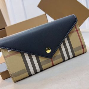 Long Wallet Clutch Bag Handbag Coin Purse Fashion Plaid Grain Genuine Leather Gold Metal Buckle Internal Zipper Women Bags High Qu179J