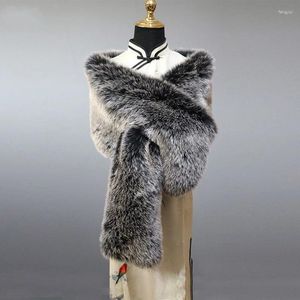 Kobiet futra zimowa faux szal długi owinę Kobiety eleganckie puszyste pluszowe cape ciepły płaszcz luksusowy formalna panna młoda Poncho
