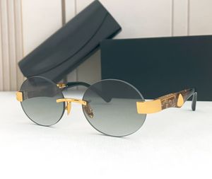 Modische Luxus-Designer-Herren-Sonnenbrille, die Magic II, Vintage-Sonnenbrille mit runder Form, randloses Metall, Avantgarde-Brille im klassischen Stil, Anti-Ultraviolett, mit Etui