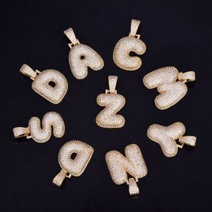A-Z Anpassad namn Bubble Letters Halsband Pendant Bling Cubic Zircon Hip Hop Jewelry 2 Färger med kubansk kedja S255W