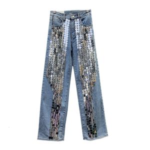 Producent niestandardowe cekinowe spodnie dżinsowe spodnie kobiety moda y2k patalon femme dżinsy Paul Gaultier dla kobiet