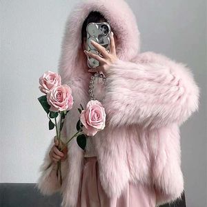 Haining Encrypted Double-Sided Woven Fox Coat, Women's Hooded Little White Bear, Young Fur Coat 450823