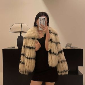 2023 Autumn/Winter New Internet Celebrity Same Car Stripe Fox Fur Grass Coat For Young Women 119304