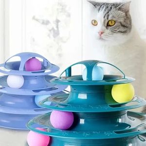 3/4 nivåer Cat Toy Tower spårar Interactive Pet Toy Training Amusement Toys For Cats Kitten Cat Tunnel Cat Accessories Pet Objekt 240227