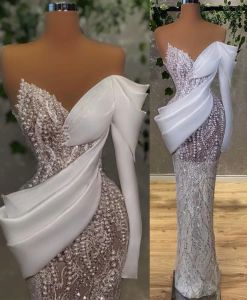 Taglie forme 2022 arabo aso ebi lussuoso abito da sposa guaina in pizzo lussuoso abito da sposa in perle perle abiti da sposa vintage abiti ZJ505 ES