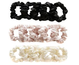 5Pcs Satin Silk Solid Color Hair Ties Scrunchie Elastic Hair Bands Women Luxury Soft Accessories Ponytail Holder Rope9253494