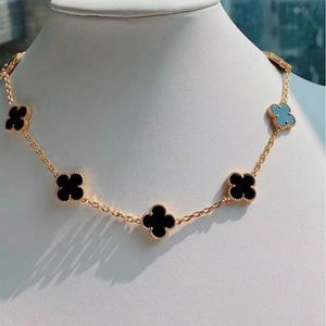 VanCF Necklace Luxury Diamond Agate 18k Gold Four Leaf Grass Black Agate Flower Necklace V Gold Thickness Rose Gold Fashion White Womens Chain Light Luxury