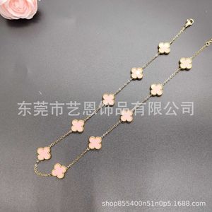 Designer Pendant Necklace Sweet Love Vanca Jade Clover Double Faced Fritillaria Ten Flower Necklace For Womens mångsidig avancerad lycklig gräs krage kedja rrj6