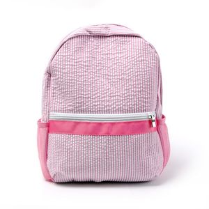 Rosa barn ryggsäck Seersucker Soft Cotton School Bag USA Lokala lager Kids Book Bags Boy Gril Pre-School Tote med Mesh Pock243y