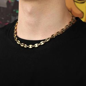 18 22 tum 8mm kubansk länkkedja halsband för män lyxig designer mens hiphop halsband rostfritt stål silver guldkedjor halsband 226x