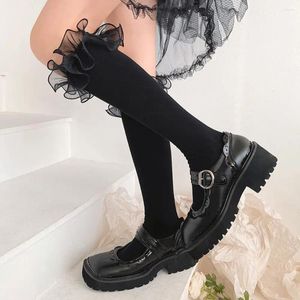Women Socks Streetwear Trendy Knee High For Girls Lace Uniform Hosiery Lolita JK Long Stockings Calf
