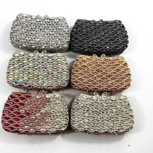 Silver Black Champagne 6 Colors Evening Crystal Rhinestone Clutch Design Gemstone Party Wedding Diamond Bags212K