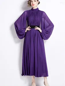 Casual Dresses Purple Mother Of The Bride 2024 Chiffon Long Wedding Guest Gowns Elegant A-LINE Dress Women For Party Mujer