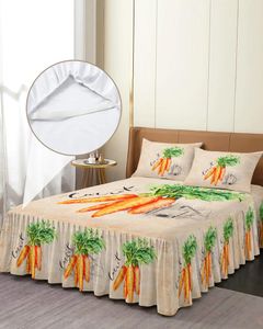 Bed Skirt Vintage Textured Farm Carrots Elastic Fitted Bedspread With Pillowcases Mattress Cover Bedding Set Sheet